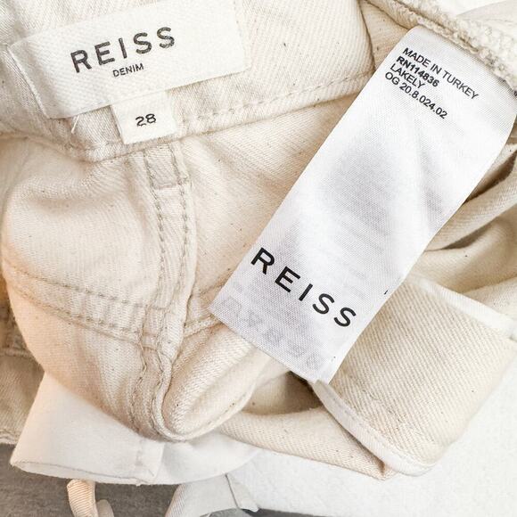 Reiss Lakely Straight Leg Cropped Denim Jeans Cream Size 28 - Picture 6 of 8